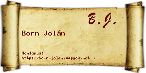 Born Jolán névjegykártya