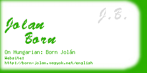 jolan born business card